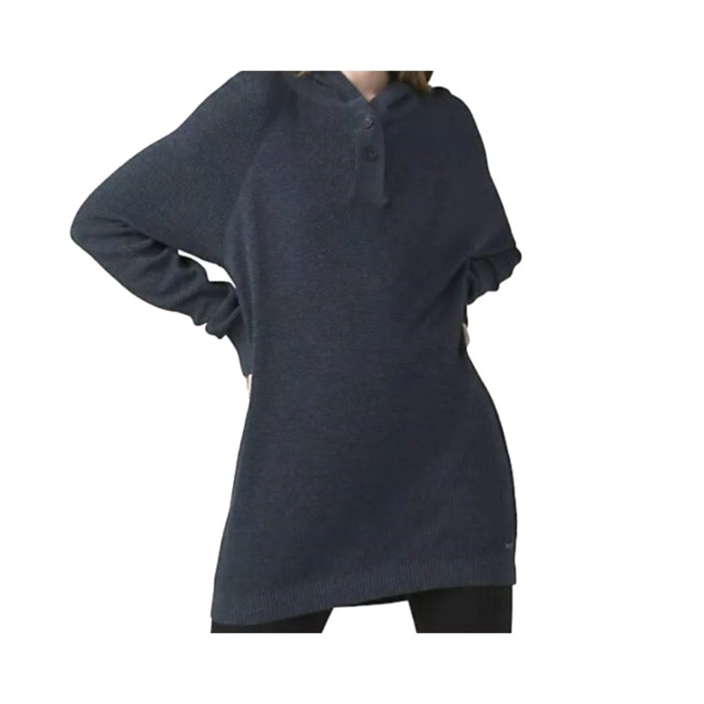 Prana Milani Hooded Tunic Womens Size S Cotton Wool Blend Thermal Waffle Knit